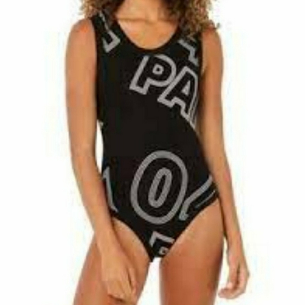 IVY PARK Black Broken Logo Allover Bodysuit XS